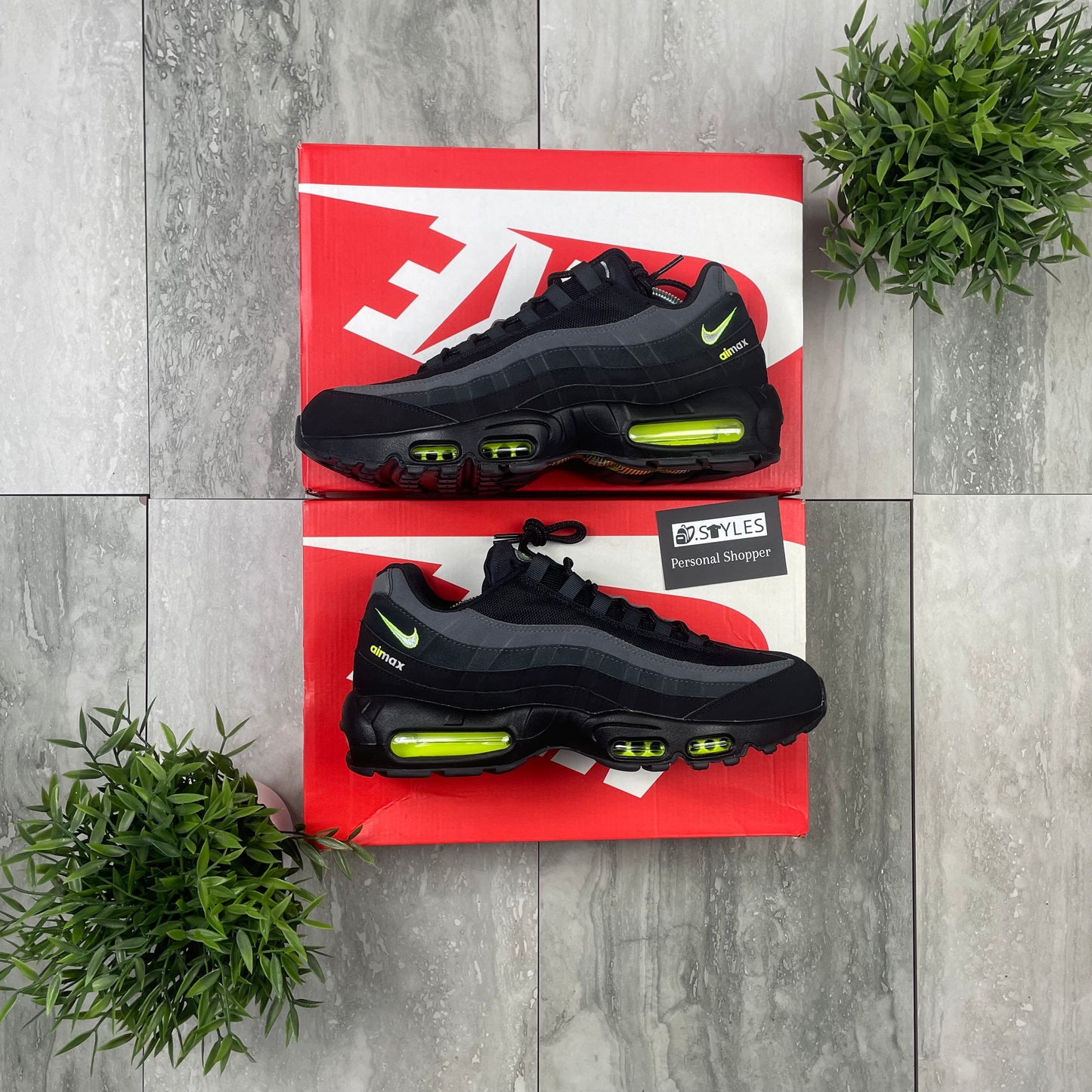 Nike Air Max 95 Retro Logo Black Grey Volt Neon - Size UK10 (CV1635-002)