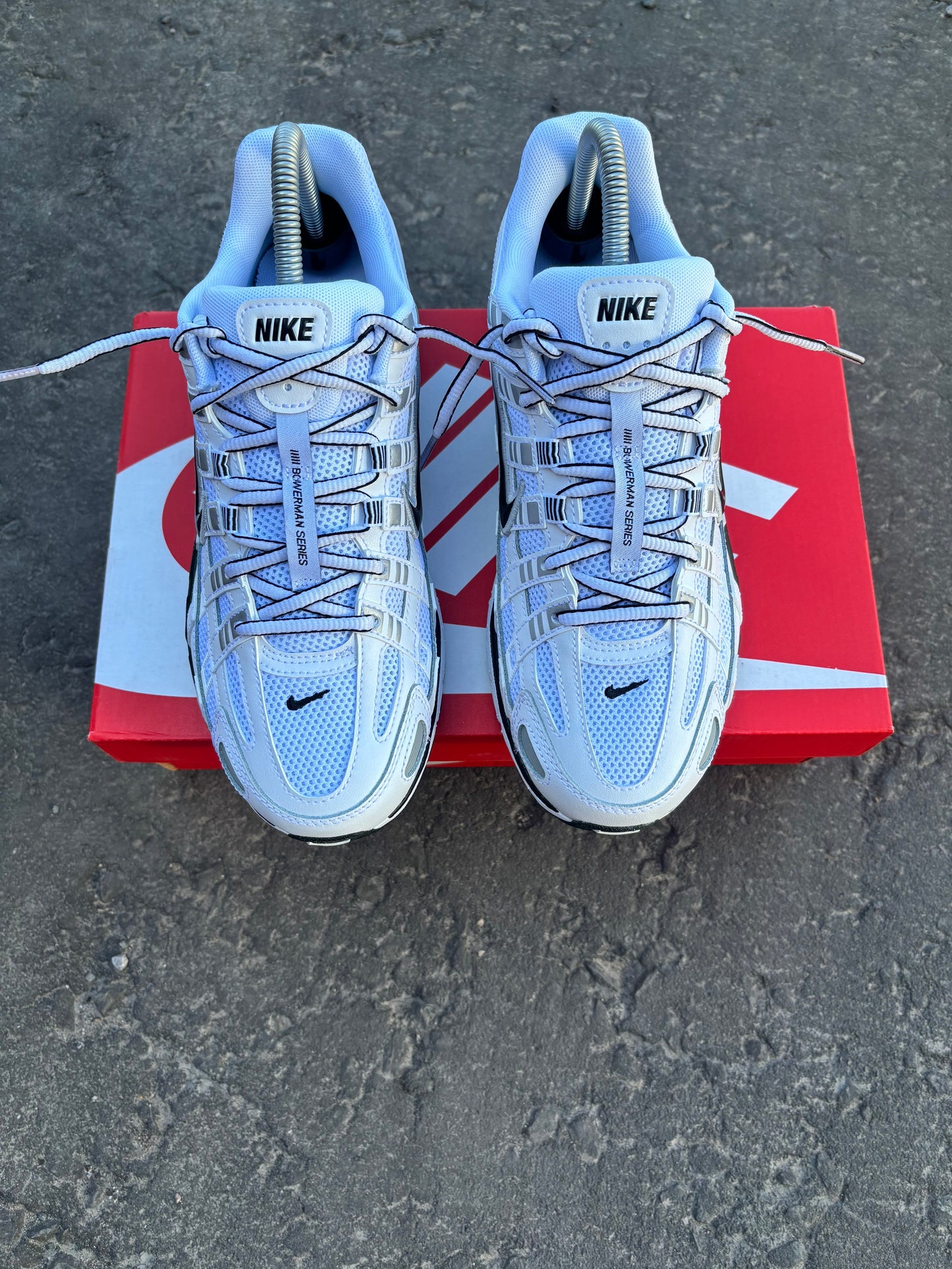 Nike P-6000 White Metallic Silver Black