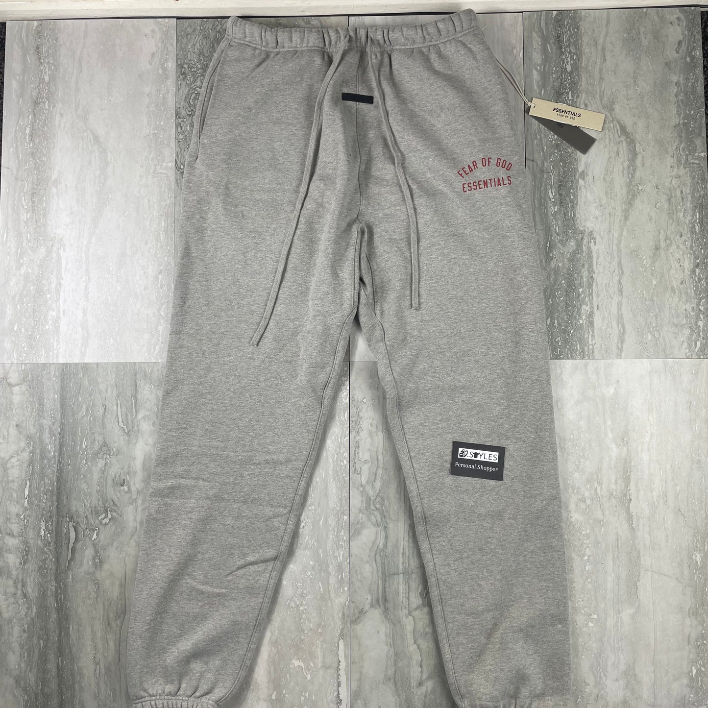 Essentials Fear Of God Joggers Grey - Red logo