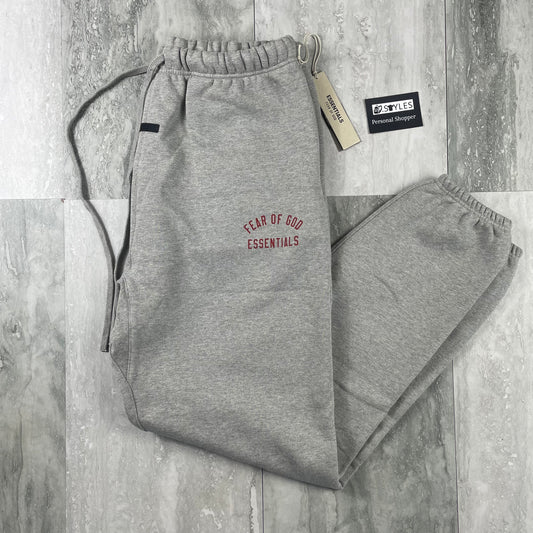 Essentials Fear Of God Joggers Grey - Red logo