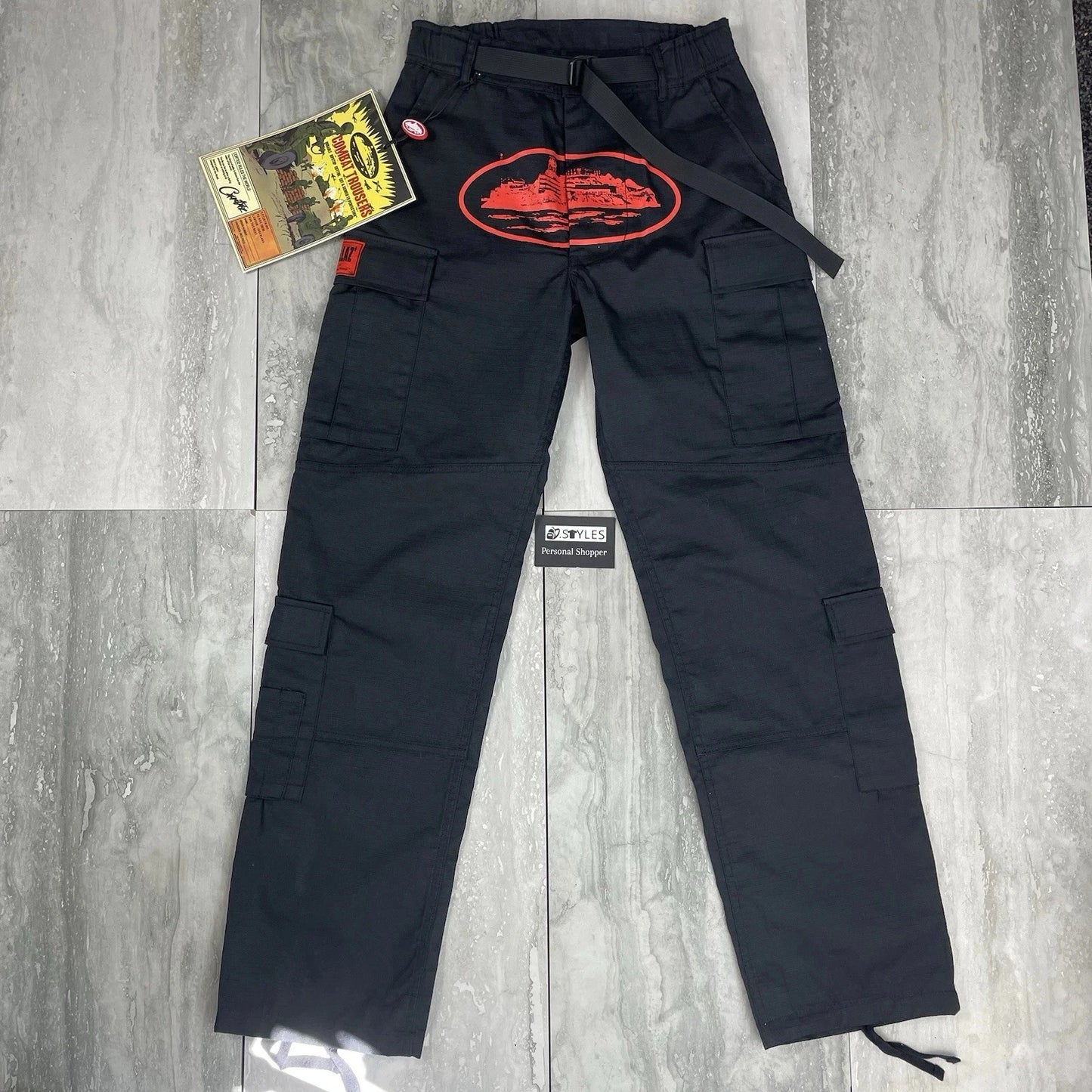 Corteiz Black/Red Guerillaz Cargos