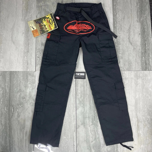 Corteiz Black/Red Guerillaz Cargos