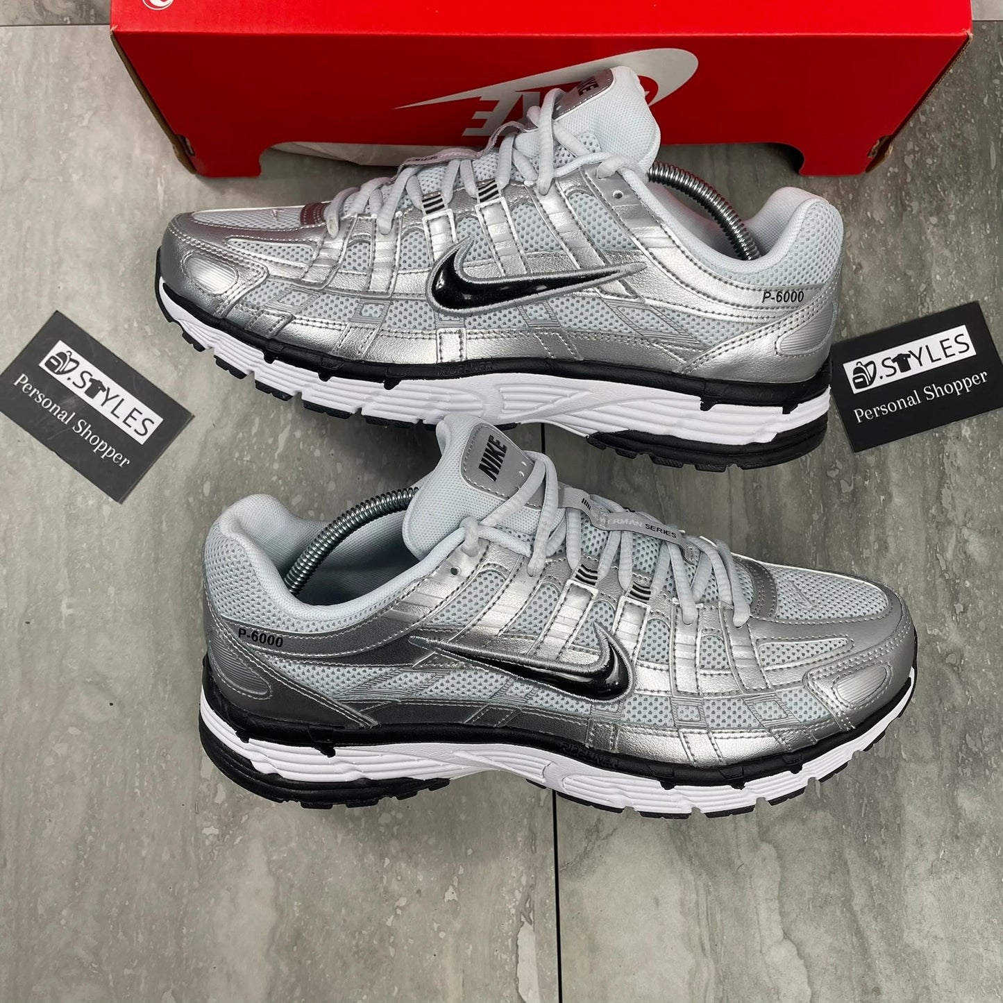 Nike P-6000 metallic silver - black badge